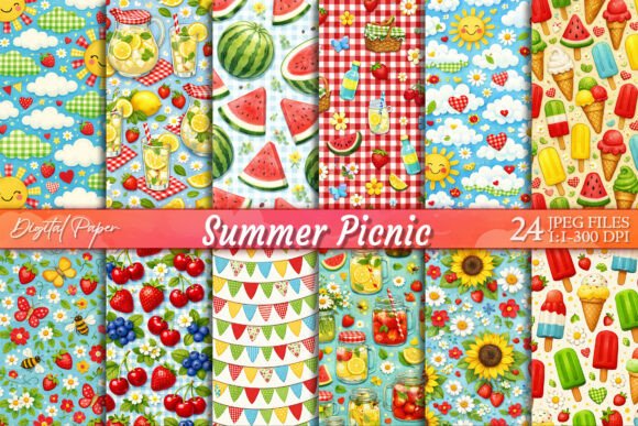 Download Lemonade Watermelon Summer Picnic Paper - Paper Collection