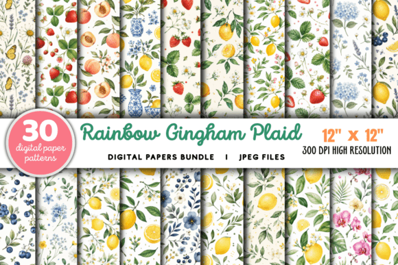 Download Rainbow Gingham Plaid Digital Papers - Paper Collection
