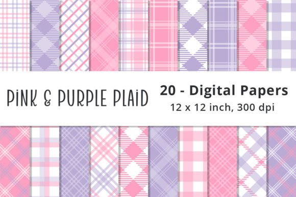 Download Pink and Purple Plaid Digital Paper Pack - Paper Collection