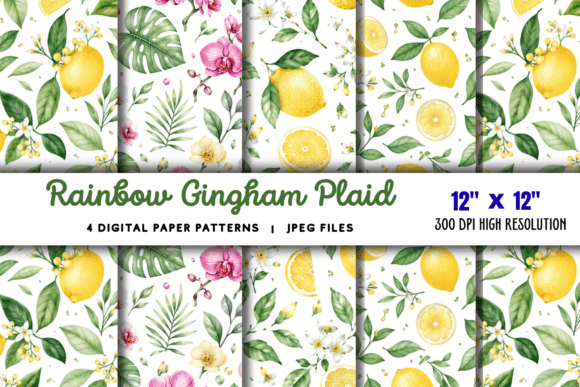 Download Rainbow Gingham Plaid Digital Paper - Paper Collection