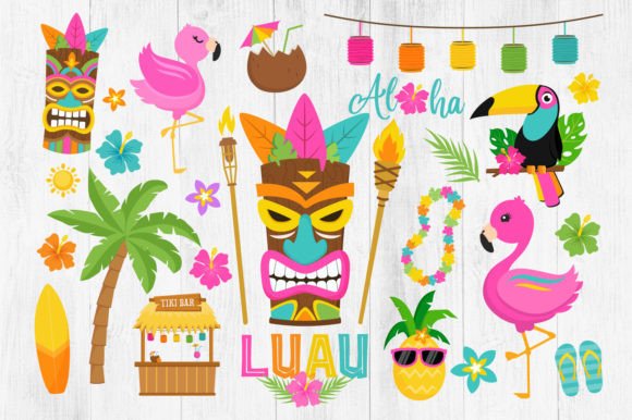 Download Luau Tropical Hawaiian Clipart Bundle - Tropical Collection