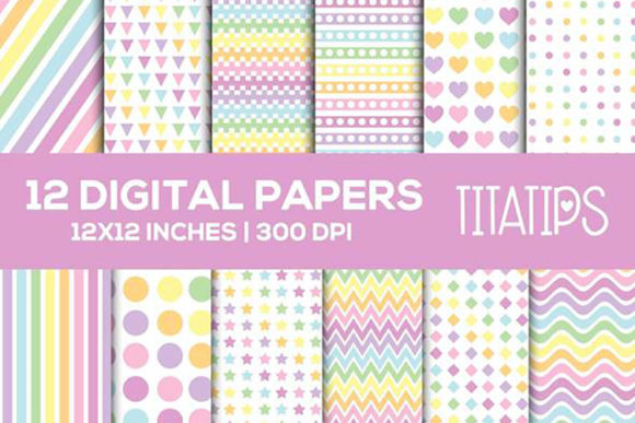 Download Pastel Rainbow Digital Papers Set - Paper Collection