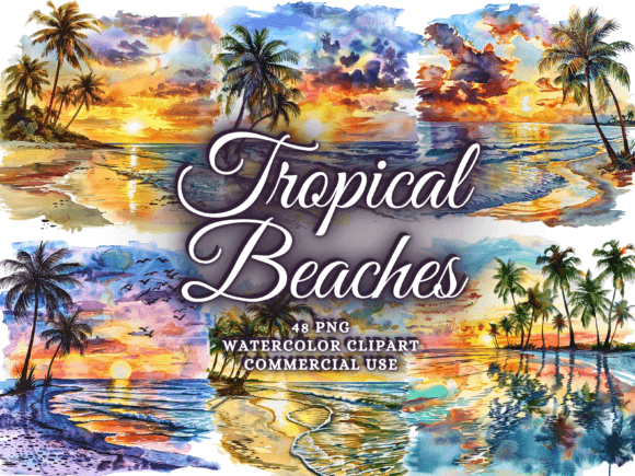 Download Summer Tropical Beach Clipart Png Bundle - Tropical Collection