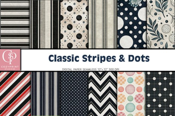 Download Classic Stripes &amp; Dots Digital Paper - Paper Collection