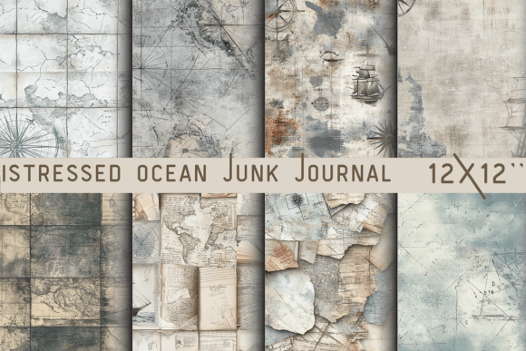 Download Distressed Ocean Junk Journal Wallpaper - Paper Collection