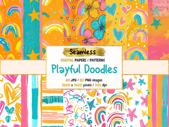 Download Playful Doodles Seamless Digital Papers - Paper Collection