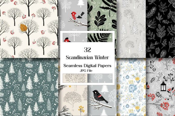 Download Scandinavian Winter Digital Paper - Paper Collection