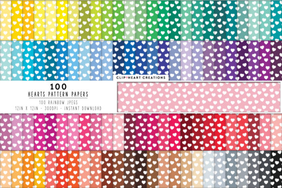 Download 100 Heart Confetti Digital Paper Pack - Paper Collection