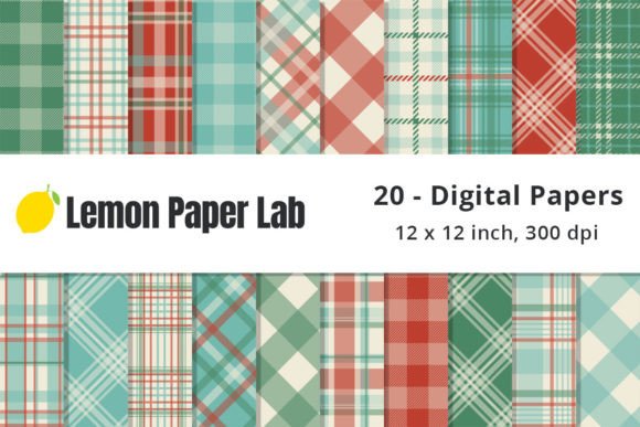 Download Vintage Christmas Plaid Digital Paper - Paper Collection