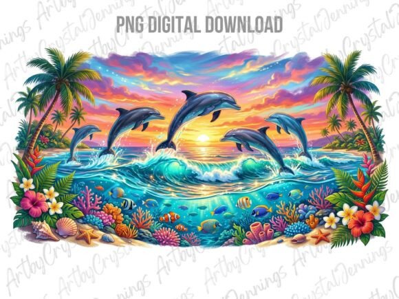Download Dolphin Sunset Tropical Ocean PNG - Tropical Collection