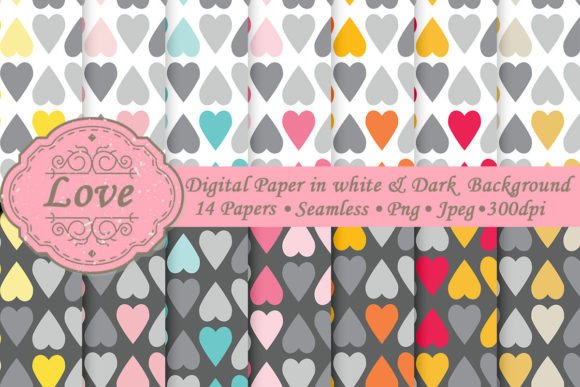 Download 14 Love Digital Paper Background - Paper Collection