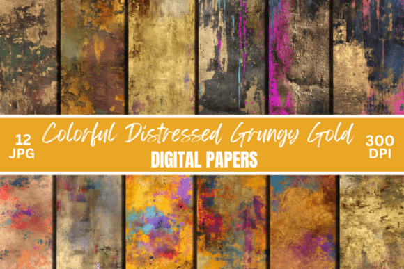 Download Colorful Grungy Gold Digital Paper - Paper Collection