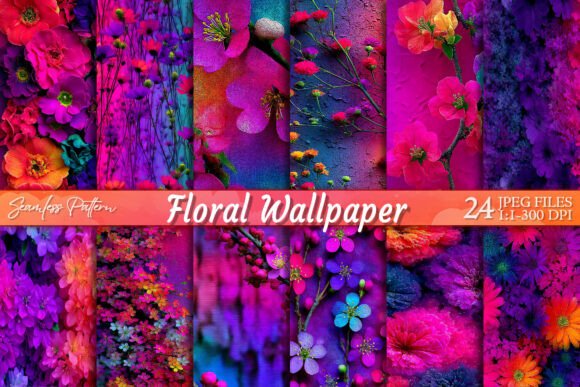 Download Neon Floral Wallpaper Seamless Pattern - Paper Collection