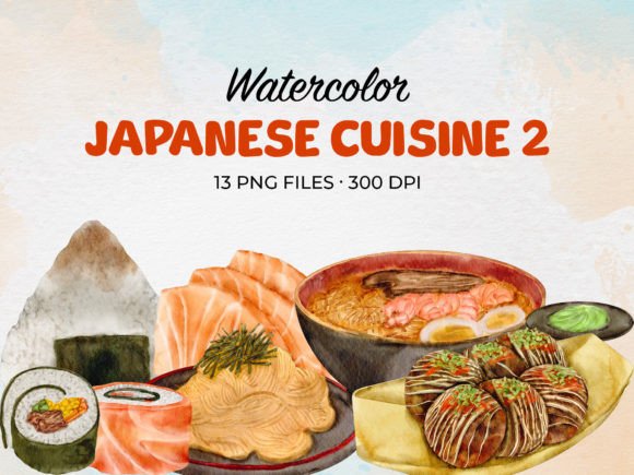 Download Watercolor Japanese Cuisine 2 Clip Art - Cuisine Collection