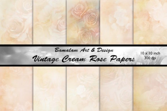 Download Vintage Cream Rose Scrapbook Papers - Paper Collection