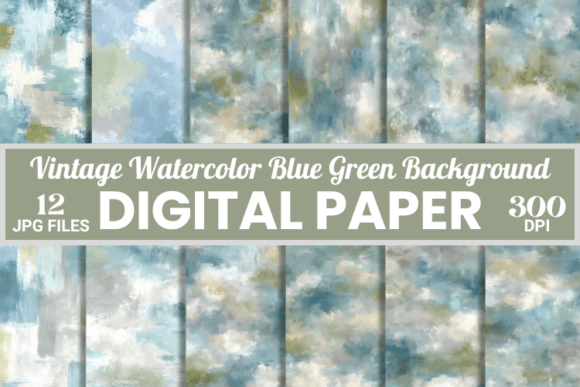 Download Vintage Watercolor Blue Green Tone Paper - Paper Collection