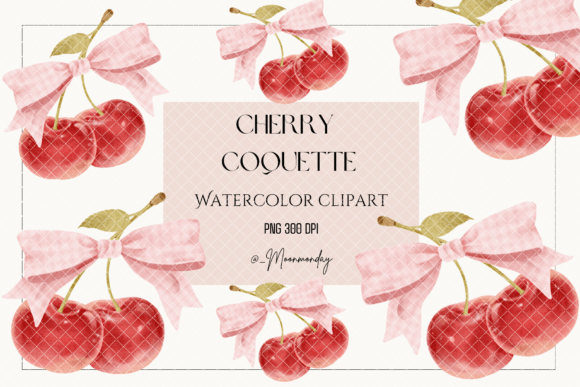 Download Watercolor Cherry Coquette Clipart - Cherry Collection