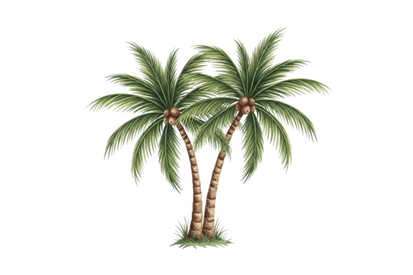 Download Two Green Tropical Coconut Palm Trees - Tropical Collection