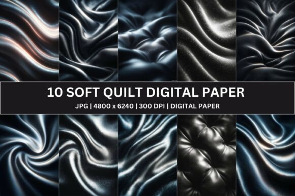 Download 10 Black Metallic Quilt Digital Paper - Paper Collection