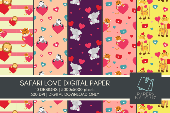 Download Safari Animal in Love Digital Paper - Paper Collection