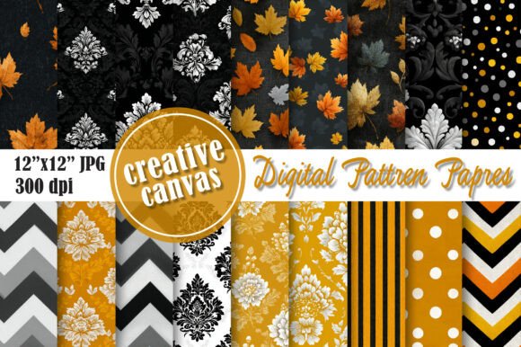 Download Autumn &amp; Polka Dot Digital Paper Bundle - Paper Collection