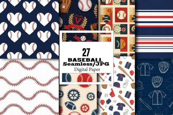 Download Seamless Baseball Digital Paper Bundle - Paper Collection
