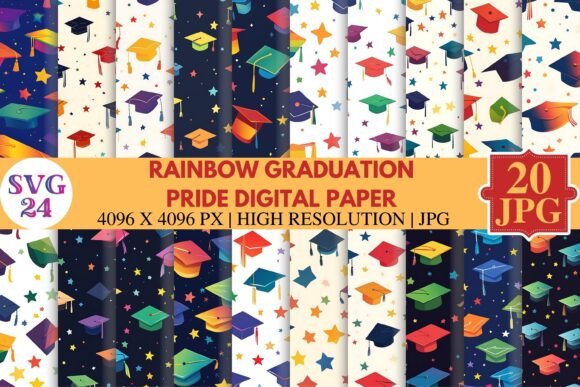 Download Rainbow Graduation Pride Digital Paper - Paper Collection
