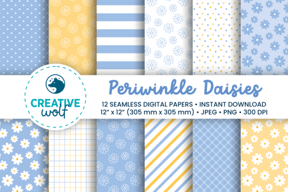 Download Periwinkle Daisies Digital Paper Set - Paper Collection