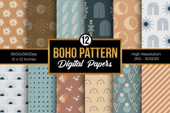 Download Boho Pattern Digital Papers Pack - Paper Collection