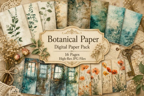 Download Vintage Junk Journal Paper Pack - Paper Collection