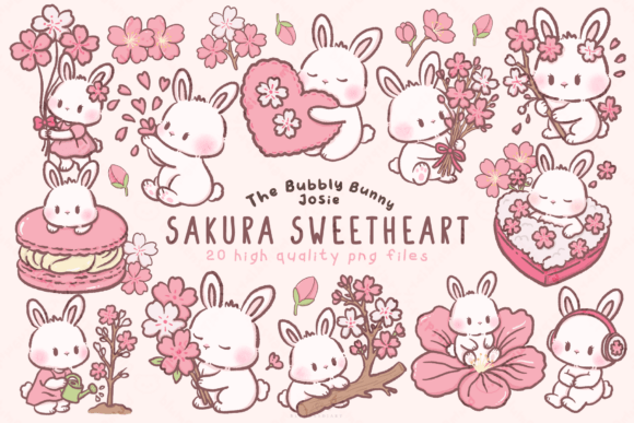 Download Spring Cherry Blossom Bunny Clipart - Cherry Collection