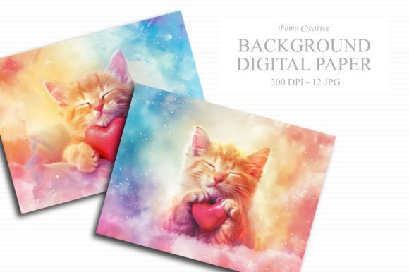 Download Feline Love Digital Paper - Paper Collection
