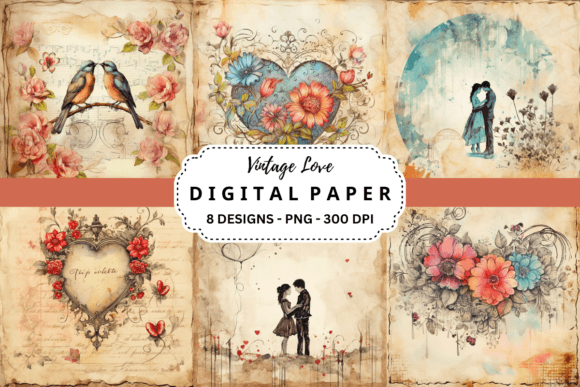 Download Vintage Love Digital Paper - Paper Collection