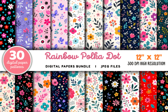 Download Rainbow Polka Dot Digital Paper Bundle - Paper Collection