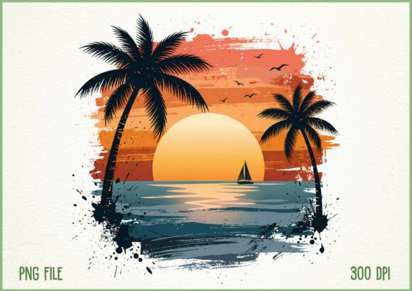 Download Tropical Sunset Beach Scene Palm Trees - Tropical Collection