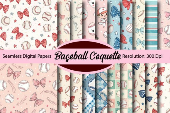 Download BASEBALL COQUETTE Digital Paper - Paper Collection