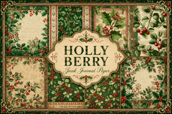Download Holly Berry Junk Journal Paper - Paper Collection