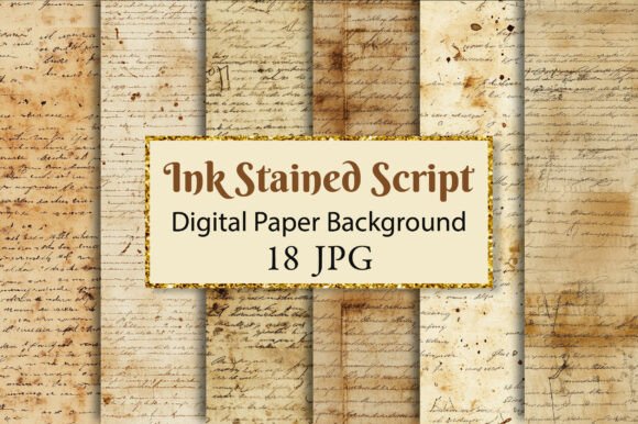 Download Ink Stained Script Junk Journal Paper - Paper Collection