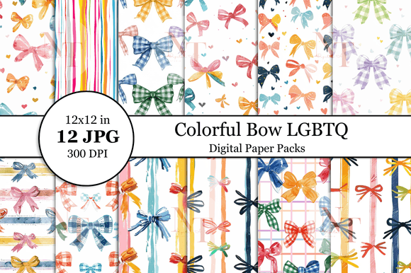 Download Colorful Bow LGBTQ Pride Digital Paper - Paper Collection