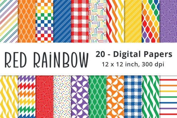 Download Red Rainbow Digital Paper Backgrounds - Paper Collection