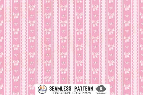 Download Coquette Pink Bow Stripes Pattern Paper - Paper Collection