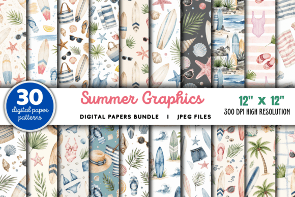 Download Summer Digital Paper Graphics Bundle - Paper Collection