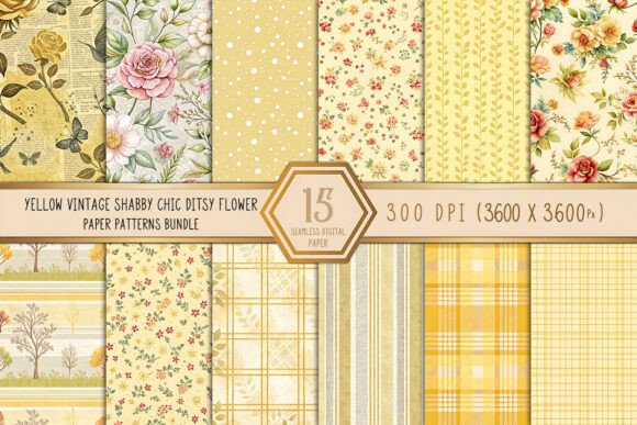 Download Yellow Vintage Shabby Chic Ditsy Flower - Shabby Collection
