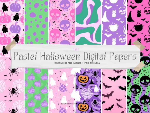 Download Pastel Halloween Seamless Digital Papers - Paper Collection