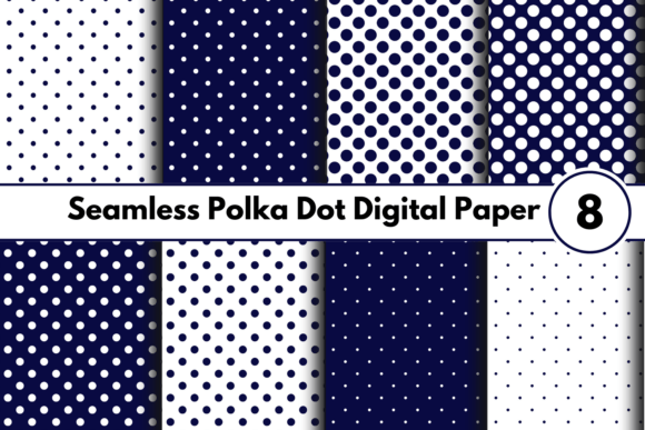 Download Navy Polka Dot Digital Paper Set - Paper Collection