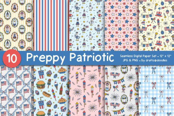 Download Preppy Patriotic Digital Paper Set - Paper Collection