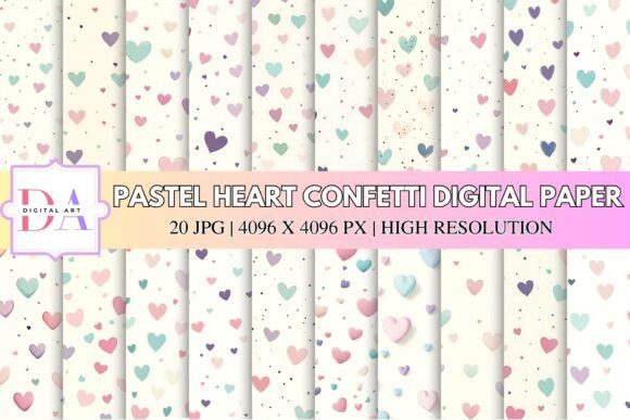 Download Pastel Heart Confetti Digital Paper - Paper Collection