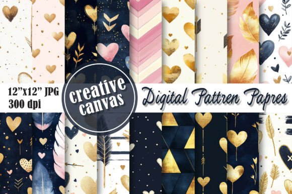 Download Cute Heart &amp; Love Digital Paper Bundle - Paper Collection