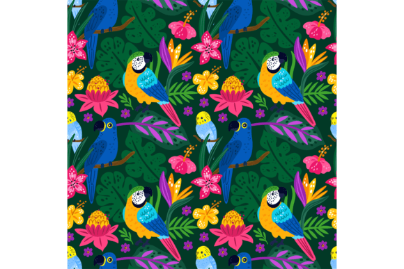 Download Seamless Exotic Birds. Tropical Bright P - Tropical Collection