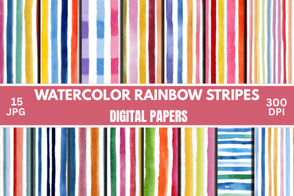 Download Watercolor Stripes Pattern Digital Paper - Paper Collection